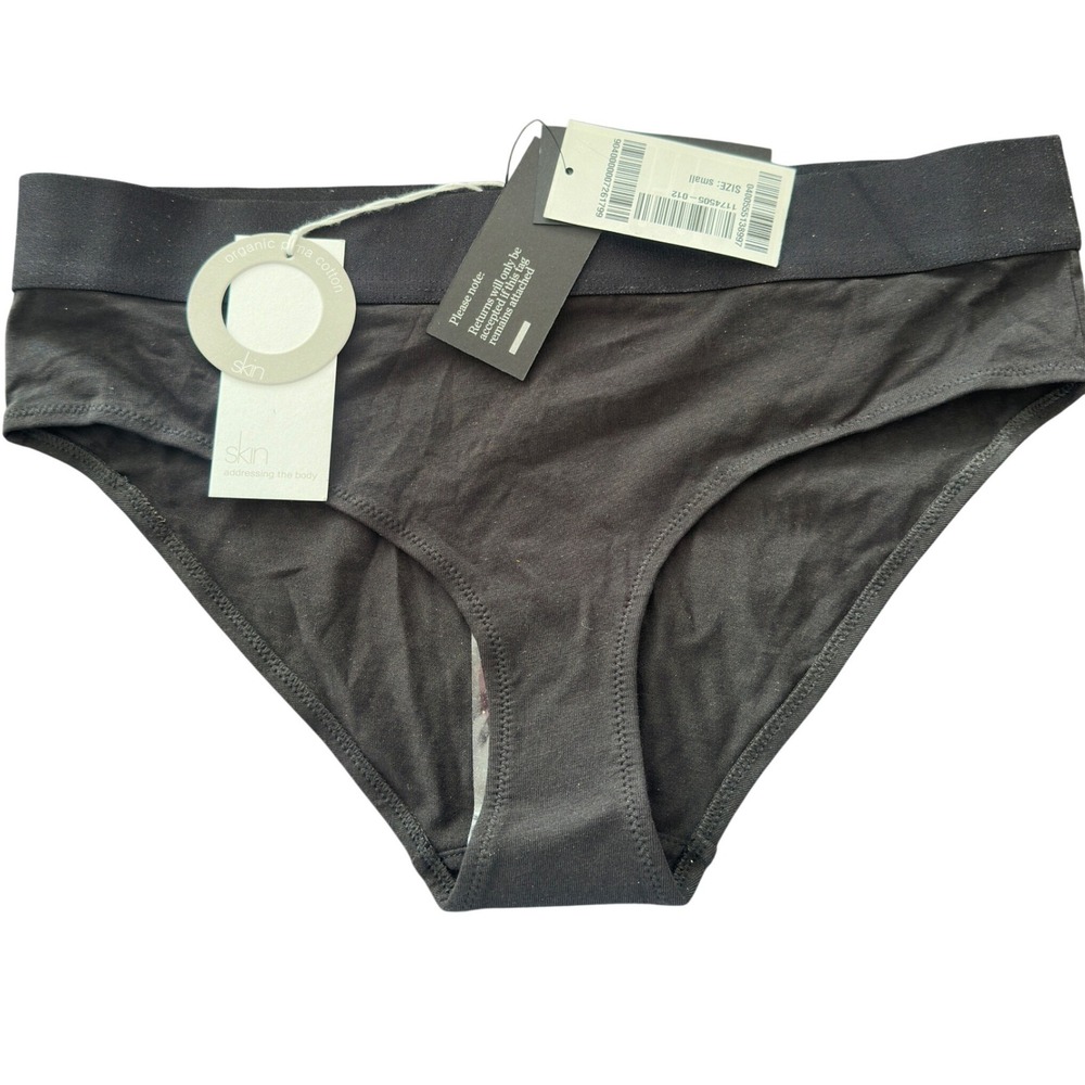 Skin Worldwide Organic Pima Cotton Brief Panties Black Small Net-A-Porter NWT